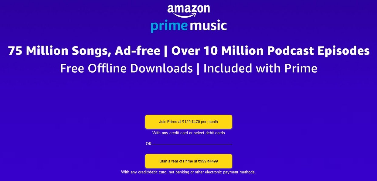 Join Amazon Prime Music in low cost